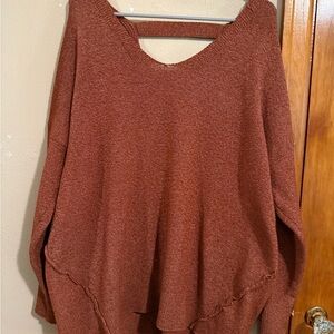 Maurices Brown V-Neck Sweater Oversized Knit
